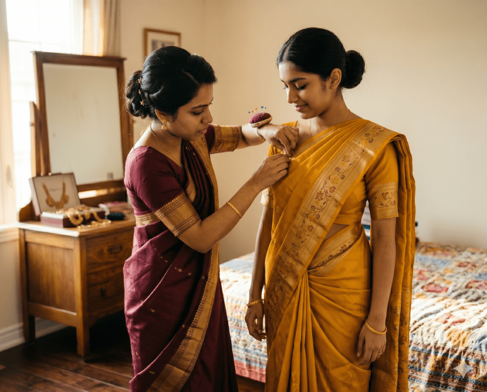Saree Draping trail representation.